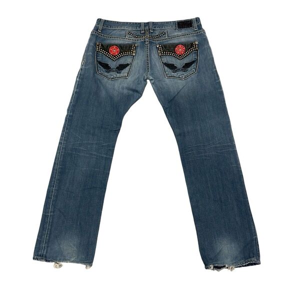 Robin's Jean Men's Size 38 Straight Leg Studded Star Medium Wash Denim Jeans guc - Picture 5 of 8